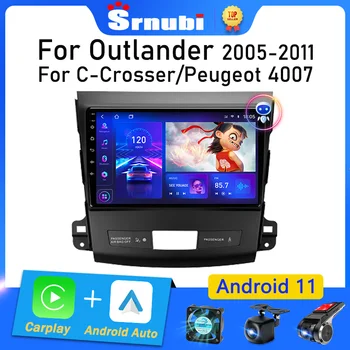 Srnubi Android 11 Automašīnas Radio Mitsubishi Outlander 2 no 2005. līdz 2011. gadam par Citroen C-Crosser Multimediju Atskaņotājs, 2Din Carplay Stereo DVD