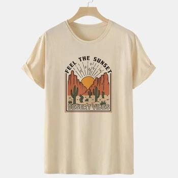 Tuksneša Vibes Kaktuss Drukāt Rietumu Retro T Krekls Sievietēm Vasarā Cowgirl Vintage T-krekli Boho Stilā ar Īsām Piedurknēm Grafiskais t-veida Topi