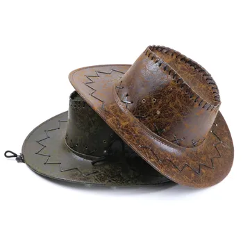 Vairumtirdzniecības cena kovboju cepure ādas imitācijas krekinga vīriešiem un sievietēm rider cepuri кепка мужская fedora cepuri Panama virvju aksesuāri