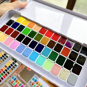 Vācijas Schmink Akvareļu Krāsas 48 Krāsu Cieto Izmēģinājuma Sub-iepakojuma Koledžas līmeņa Macaron Iesācējs Acuarela Glezniecības Mākslas Piederumi