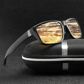 YAMEIZE Vīriešu Saulesbrilles Nakts Redzamības Brilles Anti-Glare Polarizētās Automobiļa Vadīšanas, Saules Brilles Dzeltenā Objektīva UV400