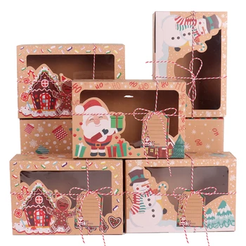 Ziemassvētku Paper Box Iepakojuma Konfekšu, Cepumu Dāvanu Maisu Iepakojums Ziemassvētku Saldumu Kārba Pvc Cepumu Kaste Piparkūku Kaste Cristmas Dāvanas