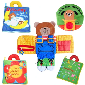 Zīdaiņu Auduma Kluss Grāmatas Montessori Rotaļlietas Sensorās Aktivitātes Aizņemts Grāmatu Toddler Mācīšanās Dzīves Prasmju Izglītības 3D Auduma Grāmata Bērniem