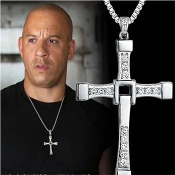 Ātrs Un Bez Žēlastības 8 Kaklarota Reliģisko Kristāla Cross Kulons Kaklarotas Dominiks Toretto Filmu Rotaslietas Vīriešiem Dāvanu