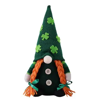 Īrijas Shamrock Elfs, Rūķis Rotājumi, St Patrick ' s Day Gnome Apdare Roku darbs, Zaļo Cepuri, Sejas Gnome Plīša Mājas Orname