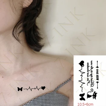 Ūdensnecaurlaidīgus Pagaidu Tetovējumu Uzlīmes Tauriņš Mīlestības Vilnis Kaķis Vēstuli Body Art Flash Tetovējums, Rokas, Kājas, Kakla Viltus Tatto Sievieti Vīriešiem